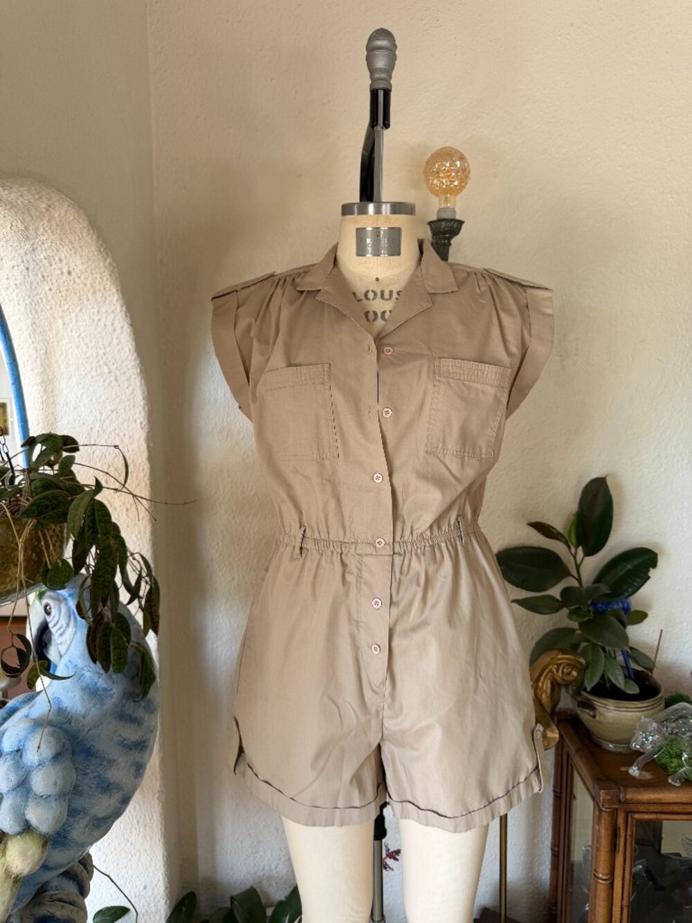 80s Vintage Harbor Run Tan Romper
